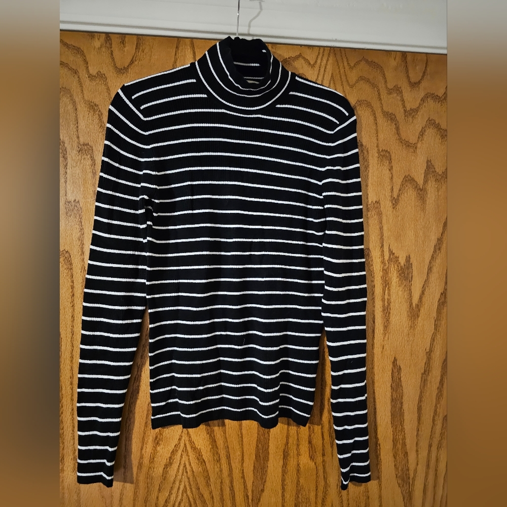 Marine Layer • Turtle Neck • x-large •  Rayon Blend • Black w/white stripes